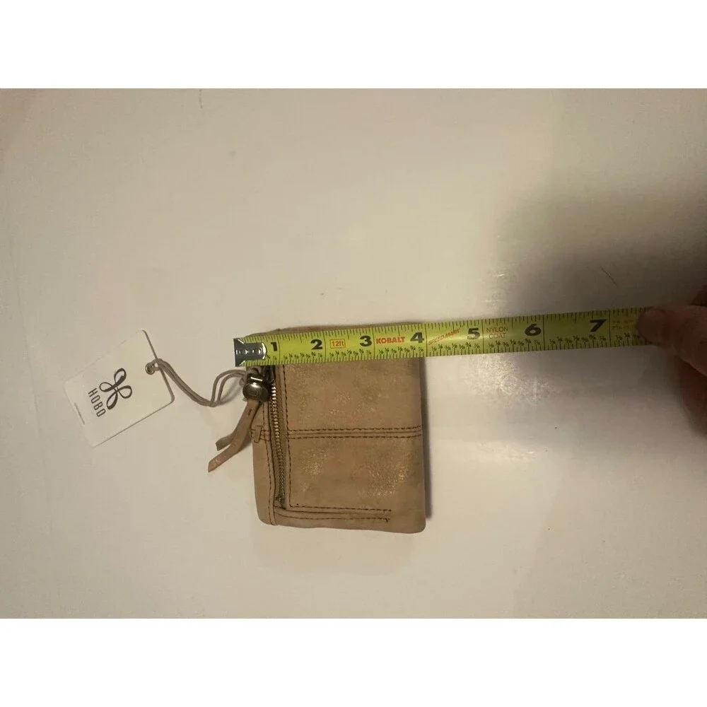 NWT Hobo Keen Mini Trifold Wallet In Gold Cashmere Geniune Leather